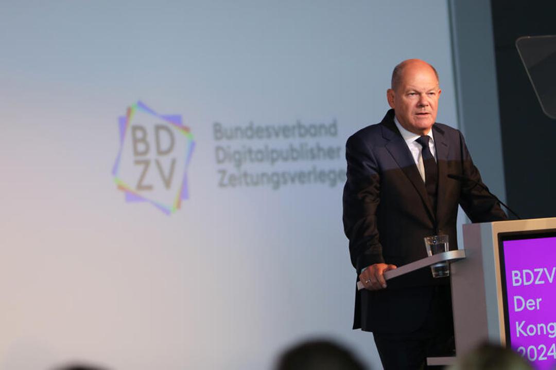 Bundeskanzler Olaf Scholz beim BDZV-Kongress