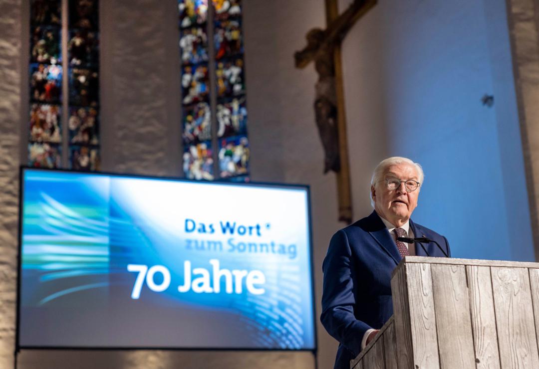 Bundespräsident Walter Steinmeier beim Festakt für "Das Wort zum Sonntag" in München