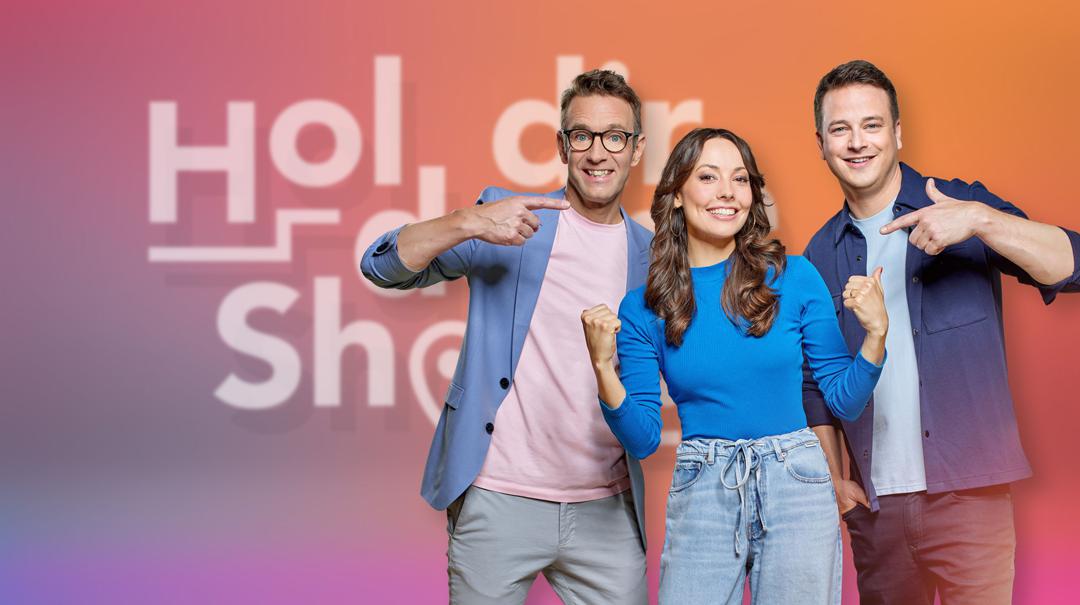 Peter Imhof, Julia Krüger und Felix Seibert-Daiker (von links) moderieren "Hol dir deine Show!" im MDR