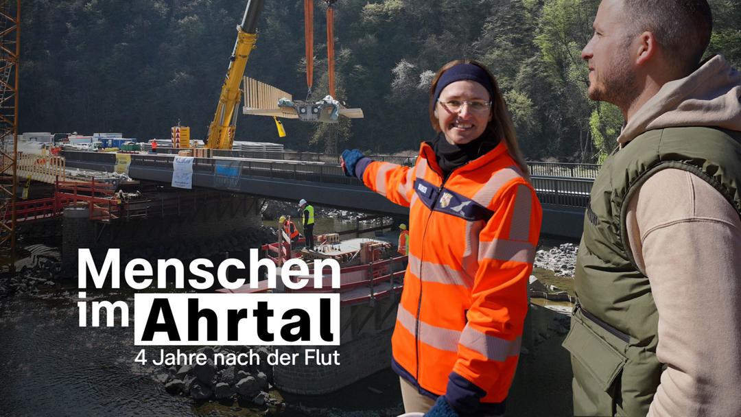 Ingenieurin Nicole Marzi und Bürgermeister David Fuhrmann in "Menschen im Ahrtal - vier Jahre nach der Flut"