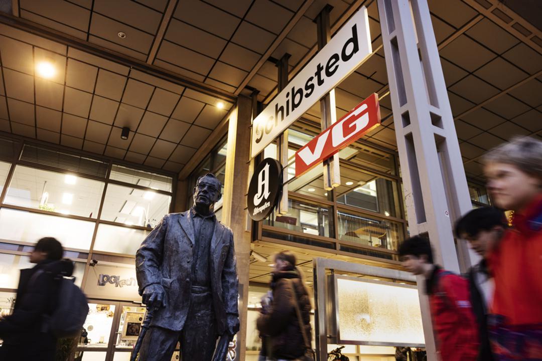 Statue des Schibsted-Gründers Tinius Nagell-Erichsen in Oslo