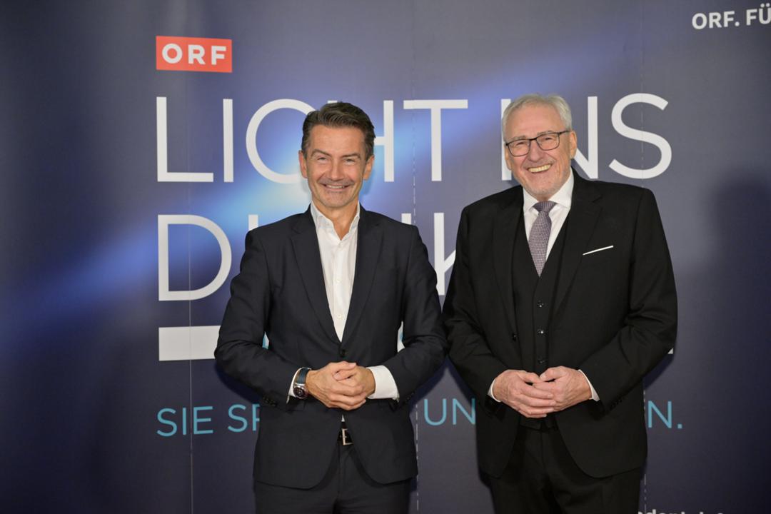 ORF-Baumanager Strobl (r.) im November 2024 mit dem damaligen ORF-Generaldirektor Weißmann
