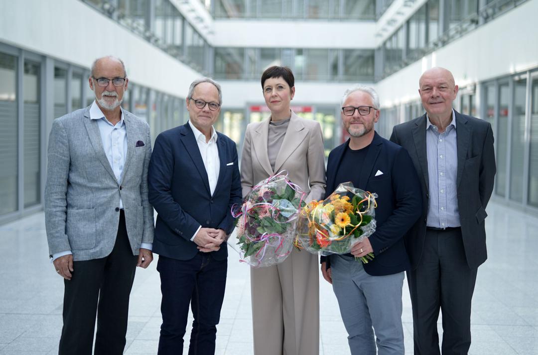 SWR-Rundfunkratsvorsitzender Engelbert Günster, Intendant Kai Gniffke, Ulla Fiebig, Thomas Dauser, und der Verwaltungsratsvorsitzende Hans-Albert Stechl (v.l.n.r.)