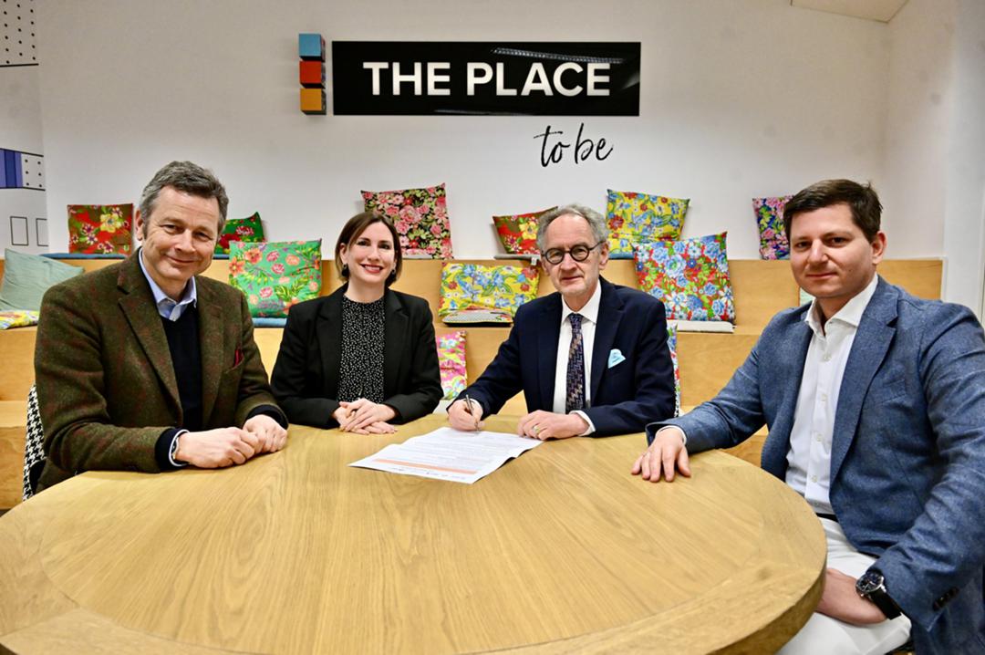 Lambert Lensing-Wolff, Ressortvorstand Journalismus BDZV, Michelle Cloos, Generaldirektorin Editpress, Andrea Masüger, Präsident Verband Schweizer Medien, und Maximilian Dasch (VÖZ, von links)