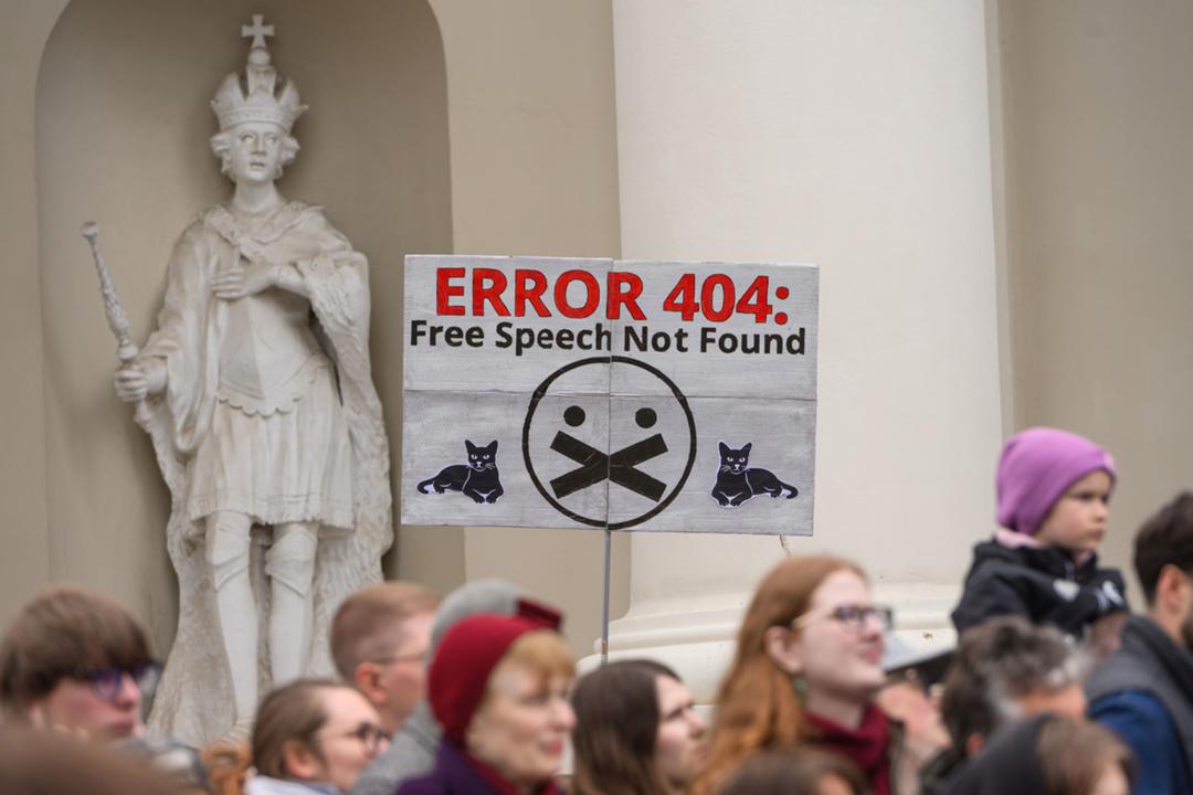 Gegen die Novelle des Mediengesetzes protestierten Tausende im vergangenen April in Vilnius