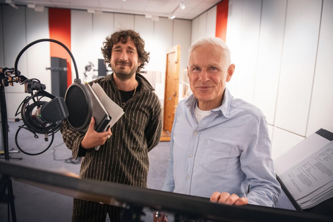 Henri Hüster (links) und Rainald Goetz bei den Aufnahmen zum Hörspiel "Reich des Todes"