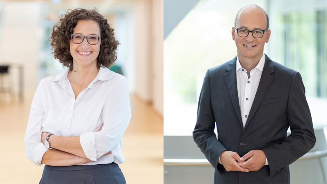 Christian Nitsche (rechts) bleibt BR-Chefredakteur, Eva Lell übernimmt Programmbereich Politik und Wirtschaft