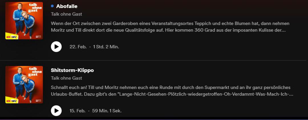 "Talk ohne Gast" mit integrierter Werbung bei Spotify